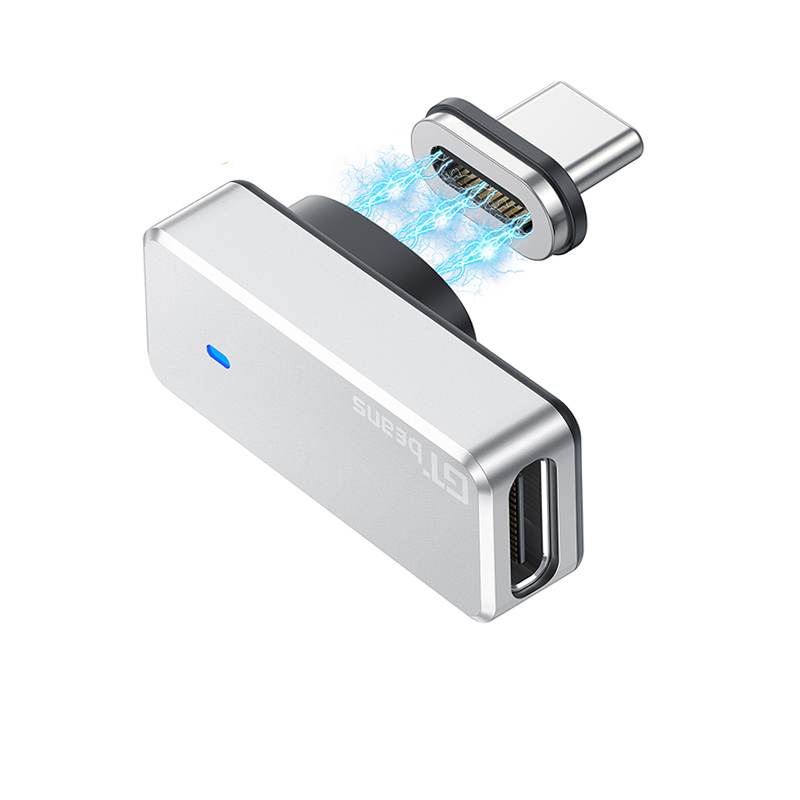 USB C Magnetic Adapter 24pins USBC 4.0 Gen 2 40Gbps Type-C Connector 140w Fast charge Data transfer 4k @60hz Video output Type C: Silver