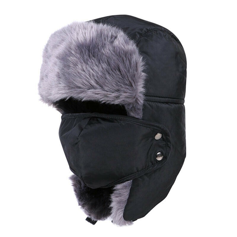 Gorros de felpa a prueba de frío para invierno, gorro cálido para la oreja, para exteriores, a prueba de viento, grueso, cálido, para nieve, para hombre y mujer, TT @ 88: Black