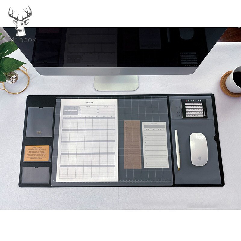 Oversized Multifunctional Pu/pvc Mouse Pad Student Writing Pad Business Desk Mat Laptop Cushion Desk Organizer With Calendar
