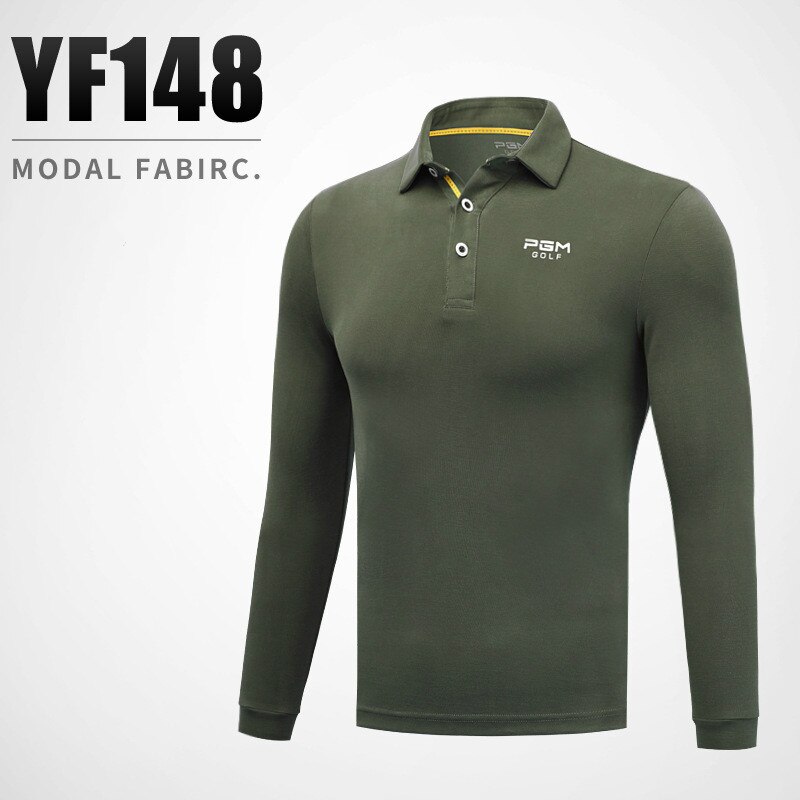 Golfdräkt herr långärmad t-shirt höst vinter andas anti skrynkla kläder modal kläder storlek m-xxl: Armégrön / L