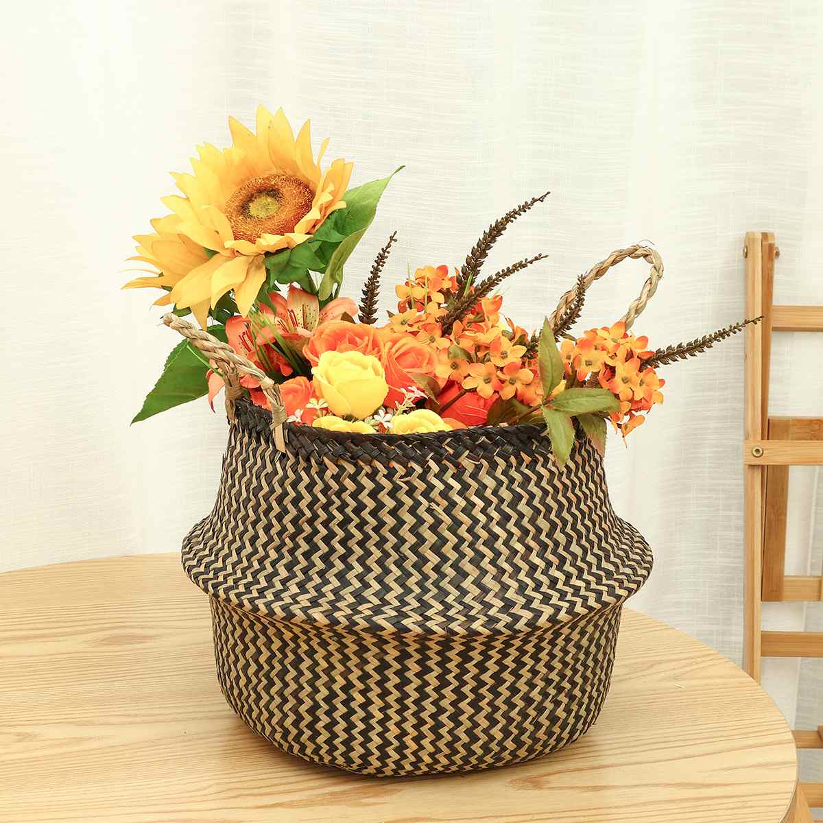 Foldable Seagrass Woven Storage Baskets Laundry Baskets Wicker Hanging Flower Pot Baskets Storage panier osier basket for toys