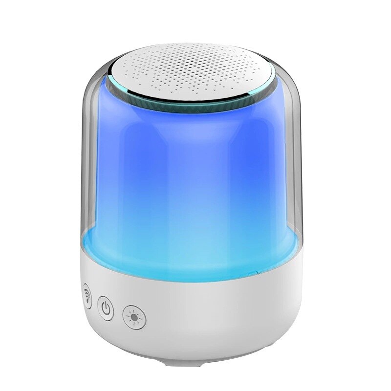 Colorful light speakers, portable mini desktop Bluetooth subwoofer bedside colorful night light: White