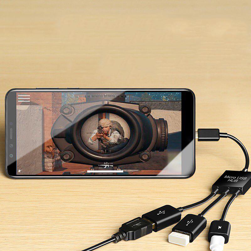 3 In 1 OTG Micro USB Maschio A 2 Adattatore USB Femmina 1 MicroUSB Per Android Tablet