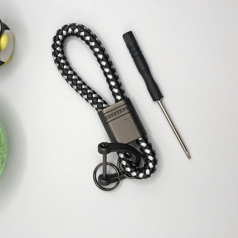 Neue handgewebte Leder Auto Schlüsselanhänger Männer Frauen Seil Schlüsselanhänger Taille Schlüsselanhänger Charme Metall Schlüsselhalter Schmuck
