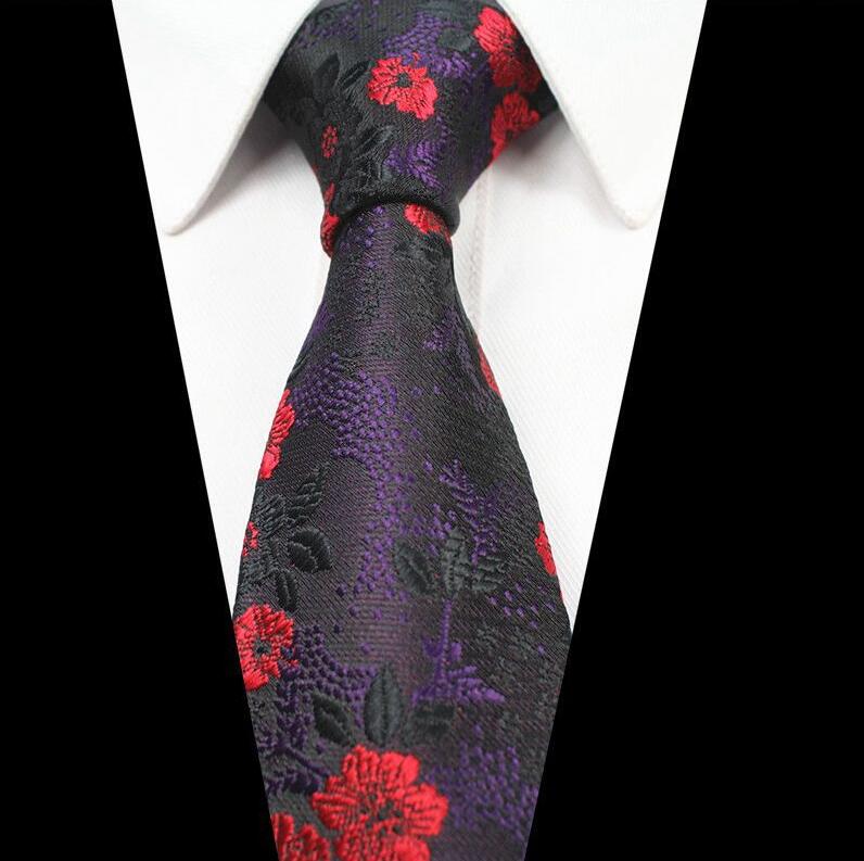 RBOCOTT – cravates florales en soie Jacquard pour hommes, 7cm, col tissé, couleur bleu rouge, accessoires de mariage d'affaires: 08