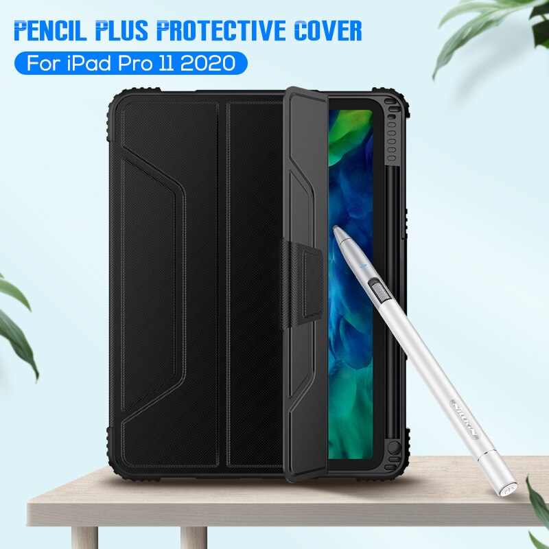 NILLKIN For iPad Pro 11 case Magnetic PU Leather Flip Cover PC back cover smart for iPad Pro 12 9 case with Protector