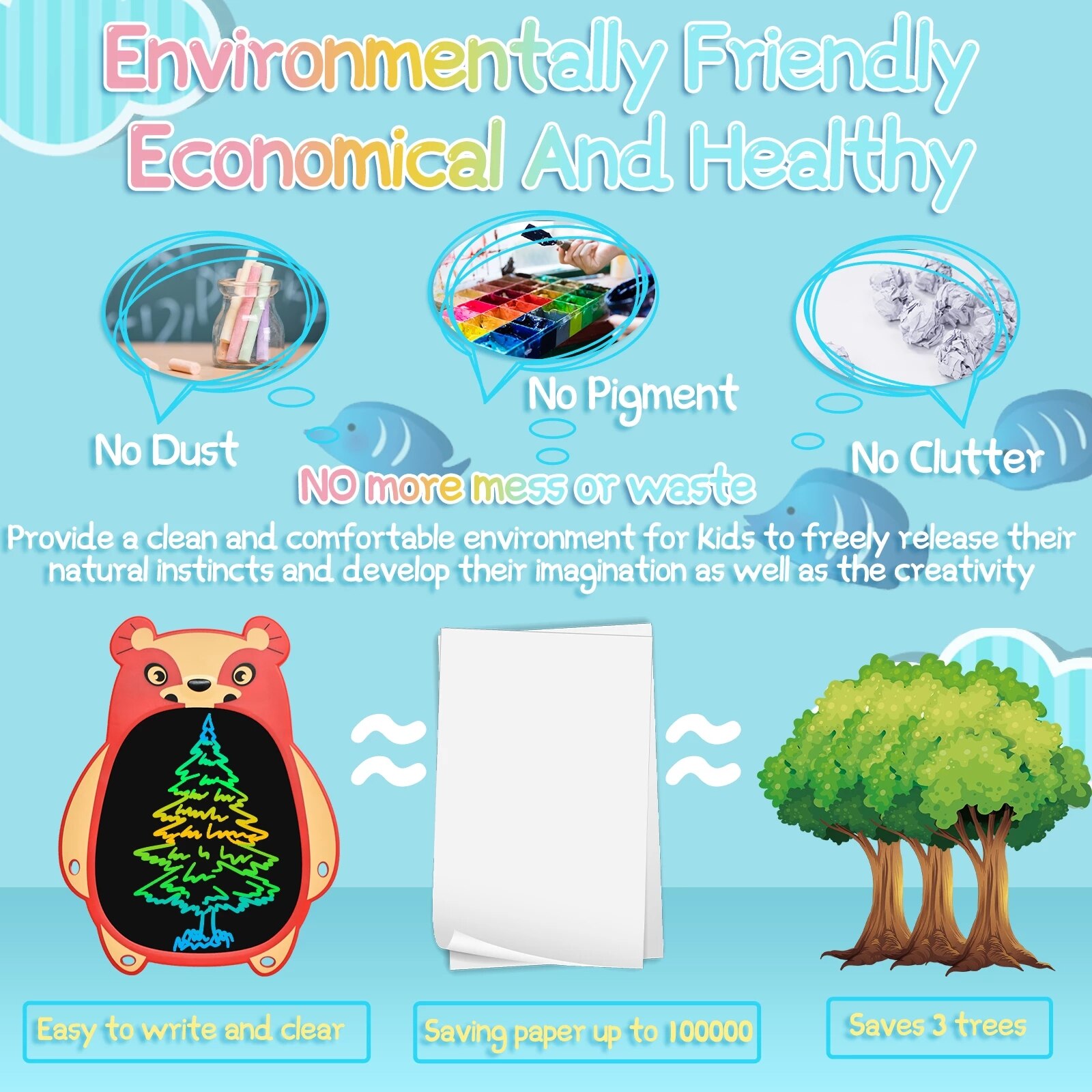 LCD Writing Board 8.5 inch Cartoon Drawing Tablet Digital Graphic Drawing Board Kids Handwrinting Tablet for home Online Class