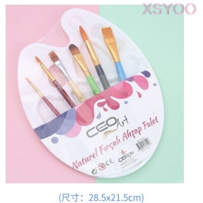 1 pçs paleta de plástico adicionar 6 pincel de tinta caneta pintura de arte bandeja de desenho de plástico paleta de cores para pintura a óleo aquarela pálete: 28.5x21.5cm-mixing