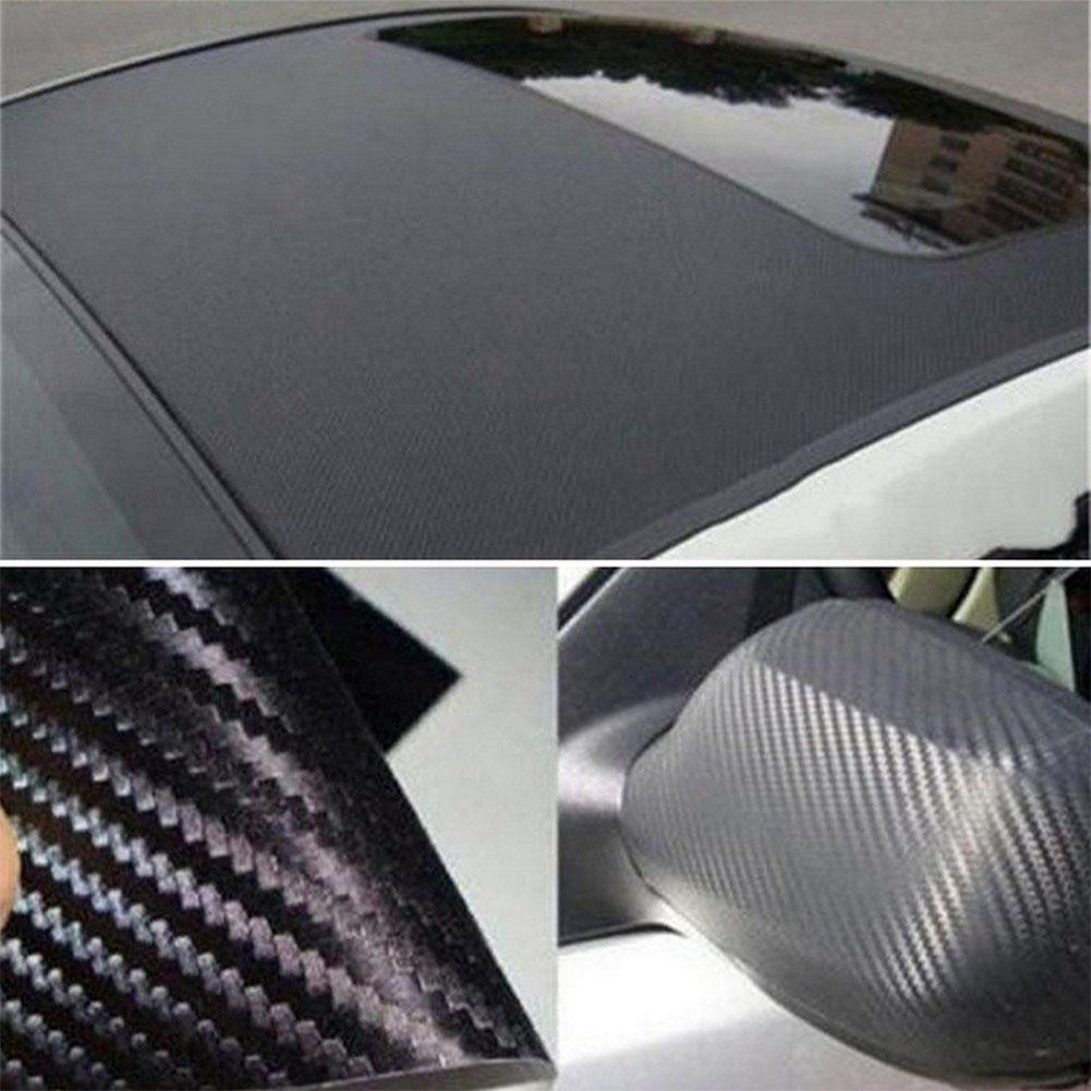 3D Car Sticker Black Carbon Fiber Vinyl Film Waterproof Car Styling Wrap Auto Vehicle Detailing Decals Car Interior Accessories