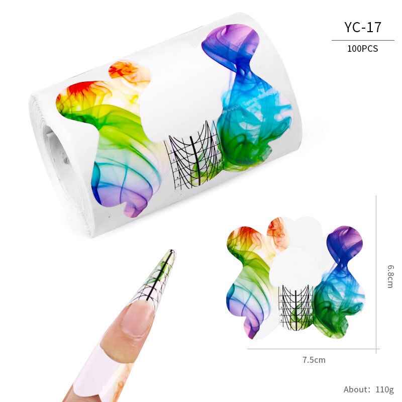 100pcs Butterfly Nail Forms Extension Tips French Acrylic Upper Forms For Nails Tips Building Extension Stencil Manicure Tools: YC-17
