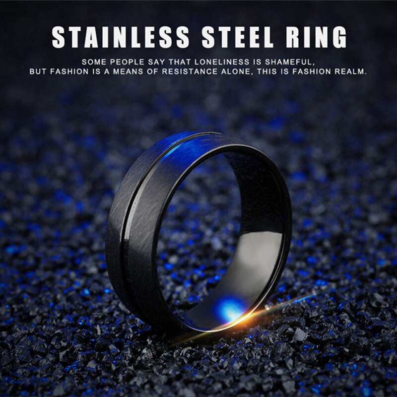 Nueva , anillo negro de Punk Rock, anillo de acero inoxidable para hombre moderno, joyería de boda
