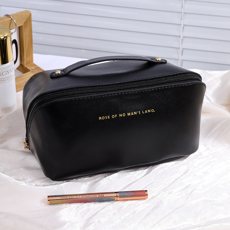Bolsa de cosméticos para maquillaje, kit de aseo femenino de gran capacidad, estuche de viaje con cremallera, bolsa de almacenamiento, caja organizadora de lujo para mujer: Azul cielo