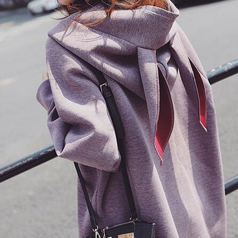 Schattige konijnenoren zwangerschaps lange sweatshirt herfst winter plus fluwelen verdikking grote maten zwangerschapskleding voor zwangere vrouwen