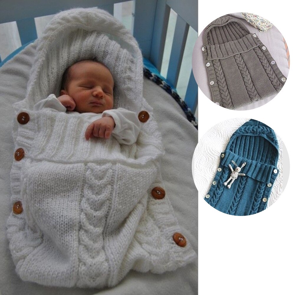 Herfst En Winter Zuigeling Breiwol Knoppen Slaapzakken Kinderkleding Ontvangen Dekens