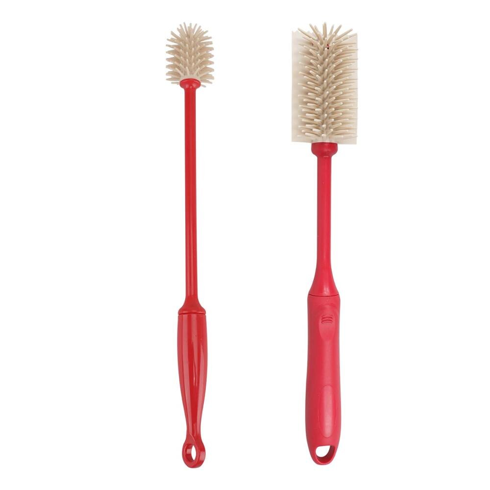 cleanhome Silicone Water Cup Brush Baby Bottle Brush Set Kitchen Cup Scrubber Brush For Cup Cleaner,Red: 2 Pack Brush