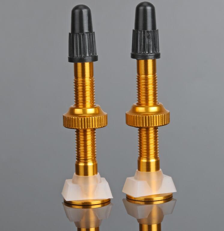 Bolany 40mm MTB Racefiets Extender Kleppen ultralichte Aluminium 1 Paar Met Tubeless Presta ventiel Voor fiets Tubeless band: YELLOW