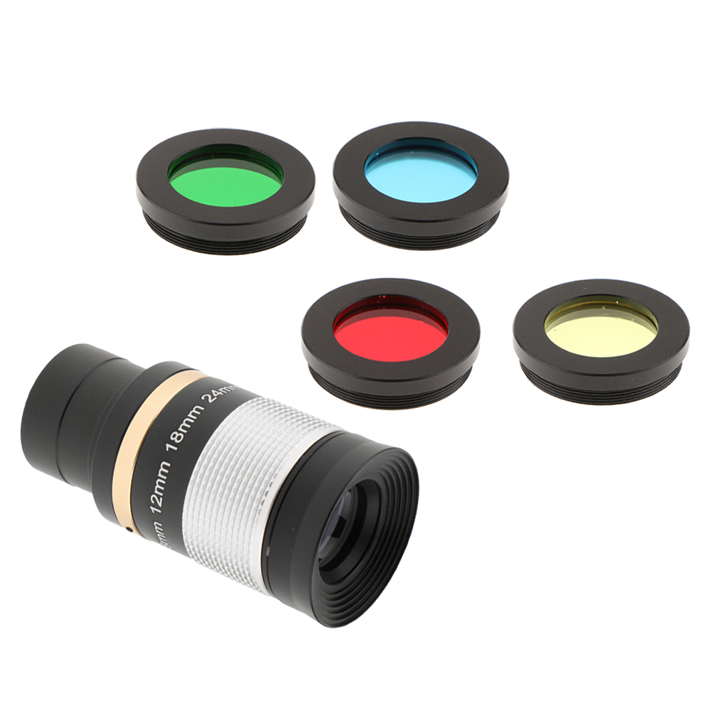 1.25 '' 31.7mm 8-24mm okular multibelagd optisk lins för teleskop skywatcher astronomi  + 4 st linsfärgfilterset