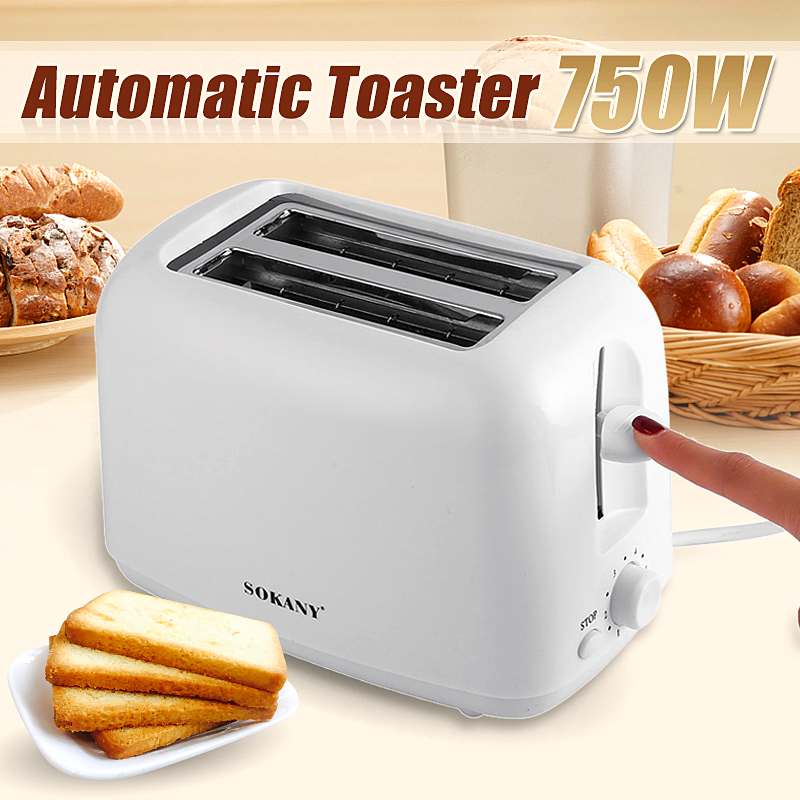 Automatic Toaster 2-Slice Breakfast Sandwich Maker Machine 750W 220V 5-speed Baking Cooking Appliances Home Office Toasters