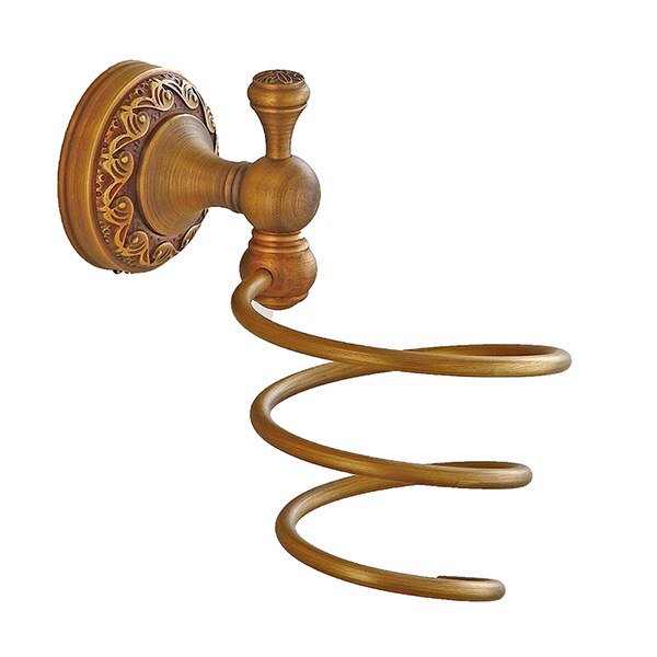 Brass Bathroom Accessories Set Gold Polished Robe Hooks Soap Dishes Toilet Brush Holders Toilet Blowing Rack Towel Bars: Hairdryer Holder