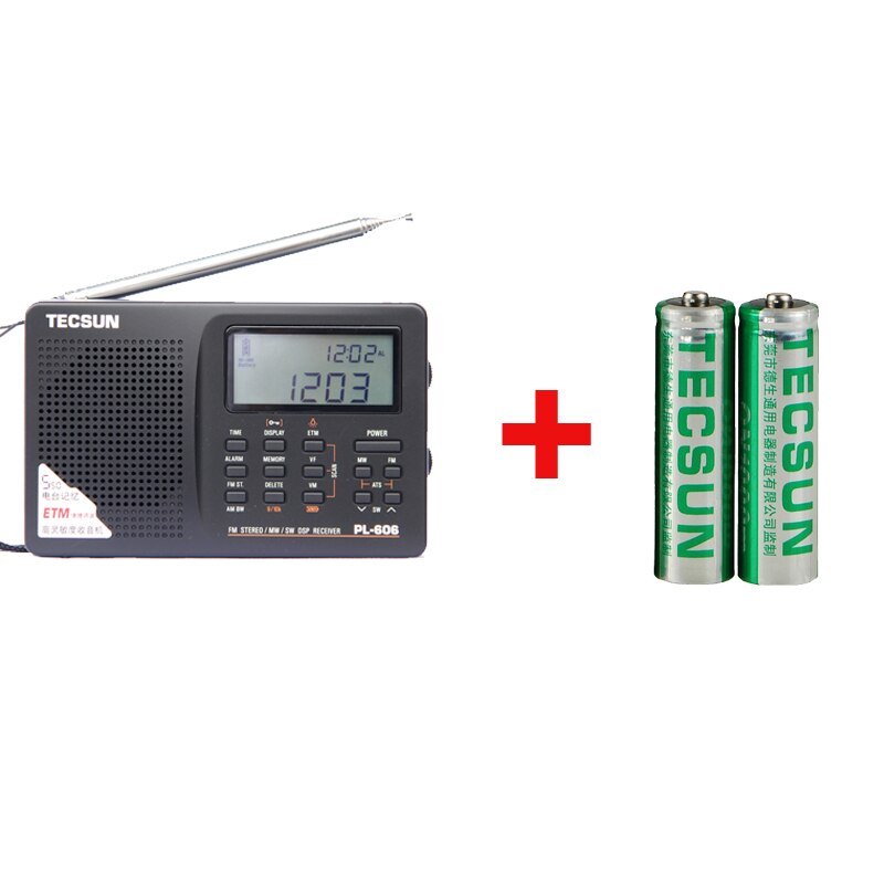 Tecsun PL-606 Digital PLL Portable Radio FM Stereo/LW/SW/MW DSP Receiver Internet Radio FM:64-108 MHz/LW: 153-513 kHz Radio: 606Black-Battery-2