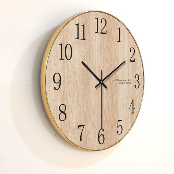 Arabic Numeral Round Wooden Digital Wall Clock Silent Living Room Wall Decor Saat Home Decoration Watch Wall: Style 6 / 12 inch