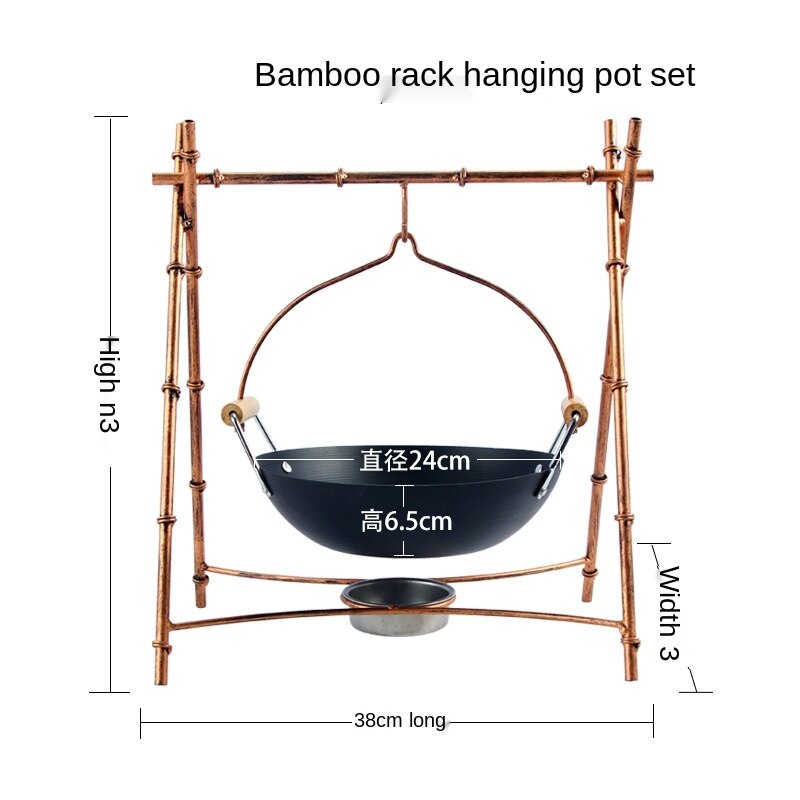 Tableware Special Dish Iron Stewed Pot Set Restaurant Hotel Hanging Pot Commercial Solid Alcohol Heating Furnace: a