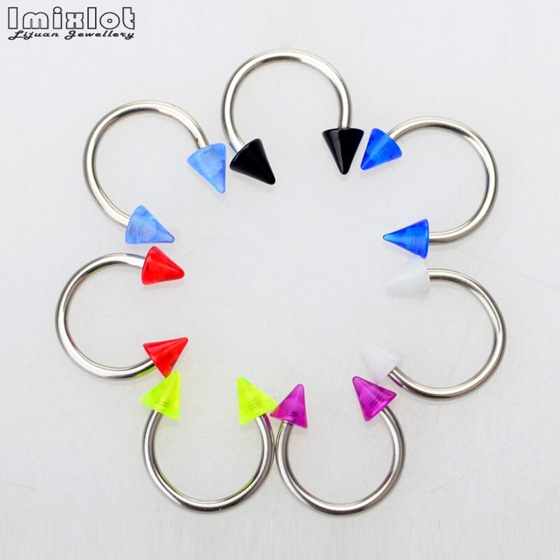 45Pcs Mixed Acryl Spike/Bal Navel Wenkbrauw Lip Tong Ring Neusringen Studs Buik Piercing Barbell Lichaam Sieraden