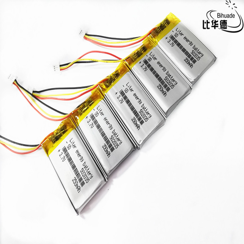 JST PH 1.0mm 3 pin 3.7V,350mAH,502035 Polymer lithium ion / Li-ion battery for TOY,POWER BANK,GPS,mp3,mp4