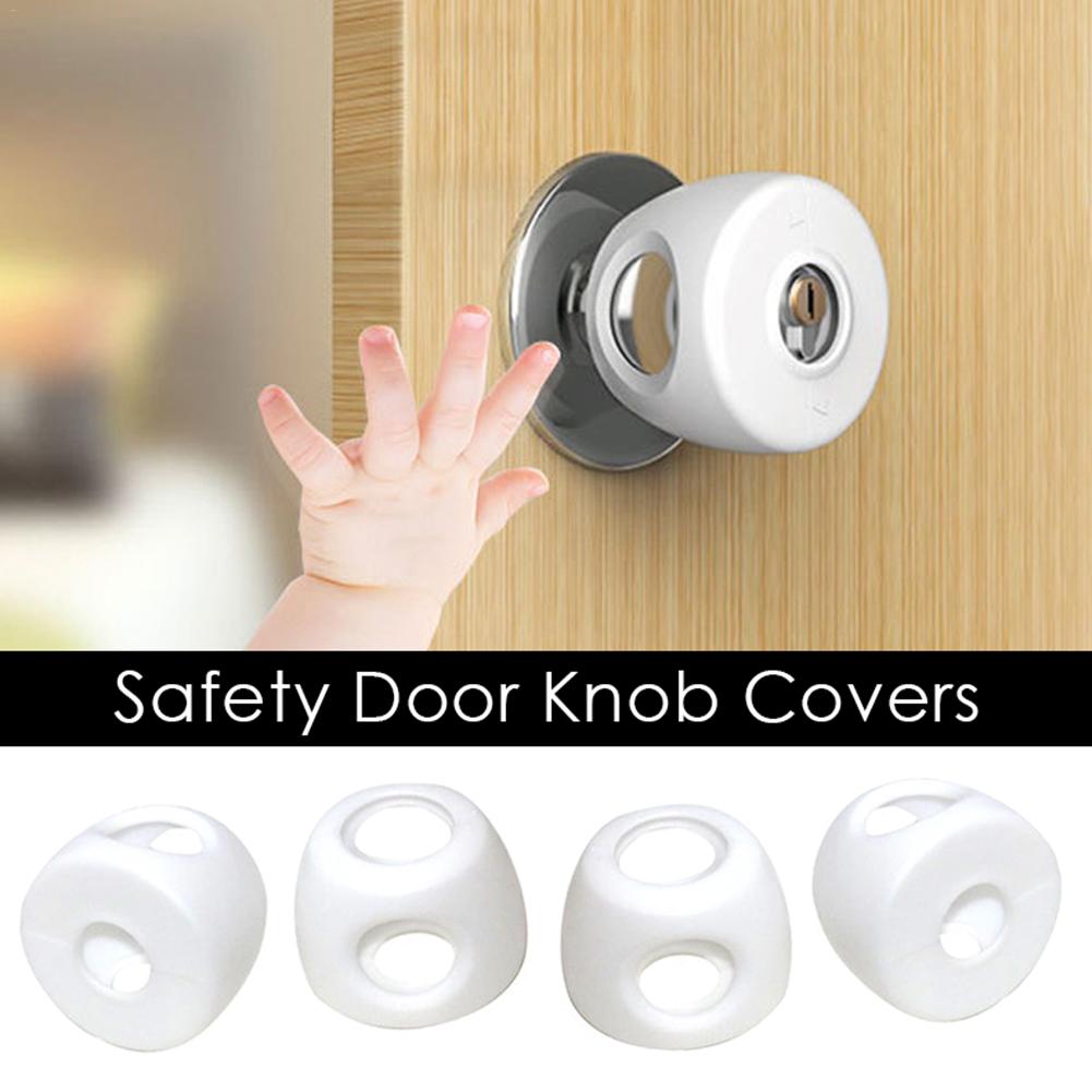 4pcs Door Knob Cover Plastic Door Lock Cover Antistatic Detachable Round Door Handle Cover Baby Safety Protection