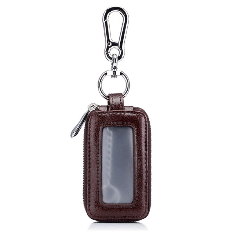 Double Zipper PU Leather Keychain Pouch Bag Home Car Keys Organizer Holder Case: Coffee