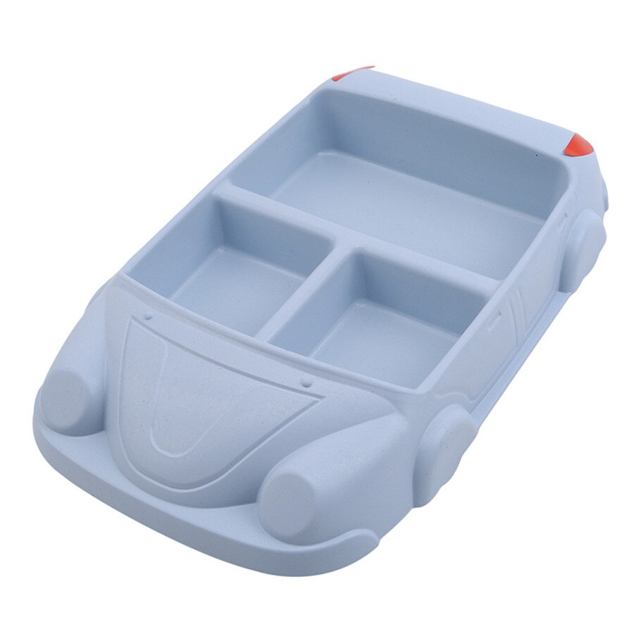 Platos de alimentación bonitos para bebé, cuenco de fibra de bambú ecológico, vajilla para coche para niños, juego separado, platos de entrenamiento de comida para niños, 1 ud.: Azul