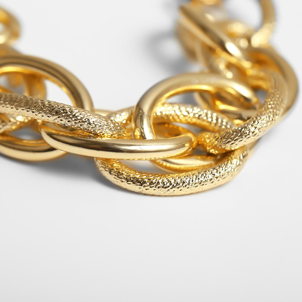 Salircon Vrouwen Sieraden Set Punk Cubaanse Dikke Ketting Chunky Choker Ketting Armband Set Statement Gothic Goud Kleur Party Sieraden