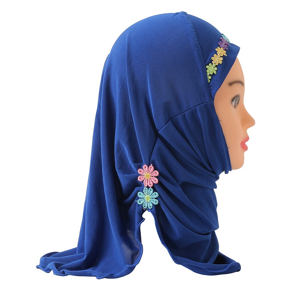 Chapeau de prière pour petite fille musulmane, une pièce, Hijab al-amira avec fleurs, couvre-cou islamique: 10