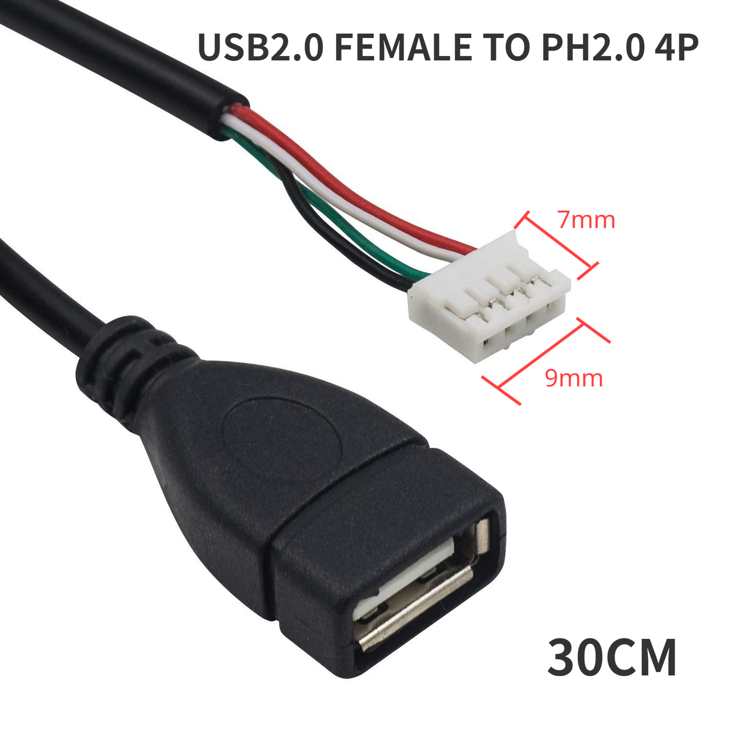 USB to 4P xh2.54 cable USB to 4P MX1.25 USB to PH2.0 USB USB2.0 Female/ Male Cable USB to Dupont 4 pin Data Cable 30cm: PURPLE
