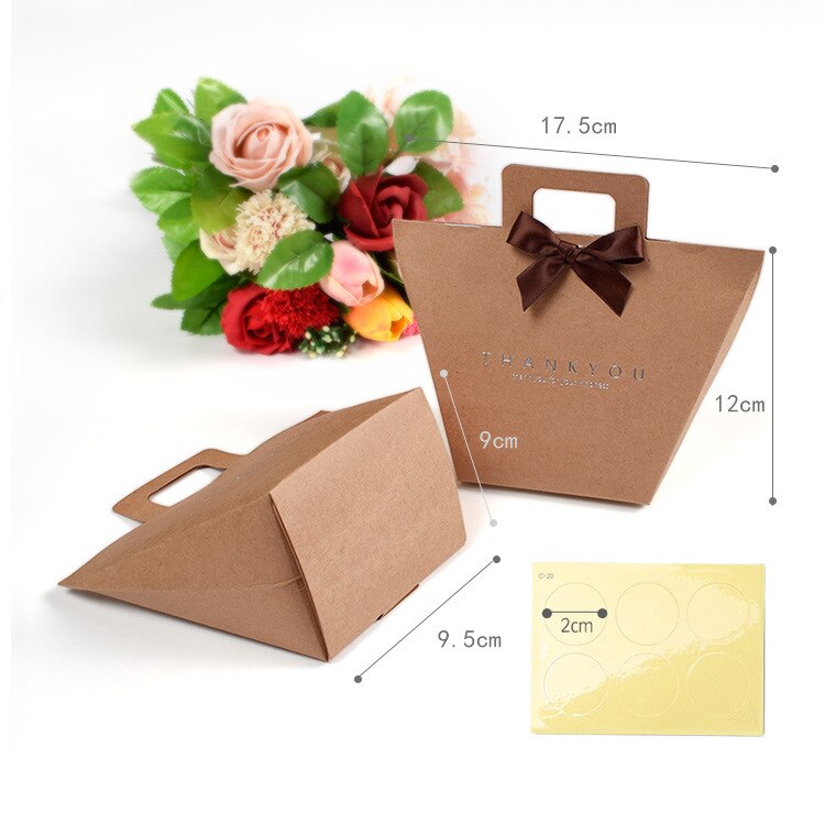20pcs 9.5*9.12cm Simplicity Solid Color Box Colorful Printed Protable Kraft Paper Giveaways Packaging Bag