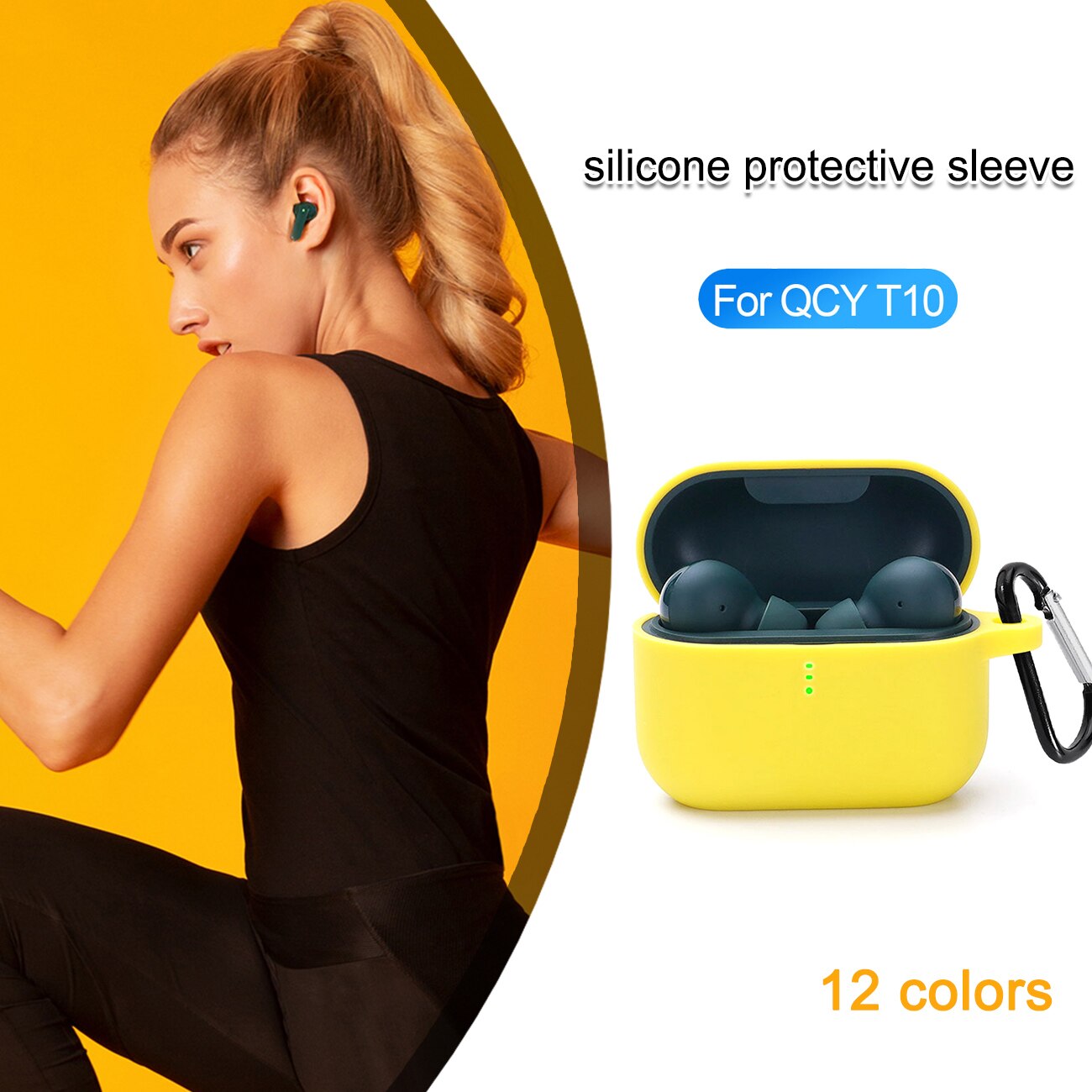 Funda protectora de silicona para QCY T10, funda protectora para auriculares con Bluetooth, funda protectora suave de TPU