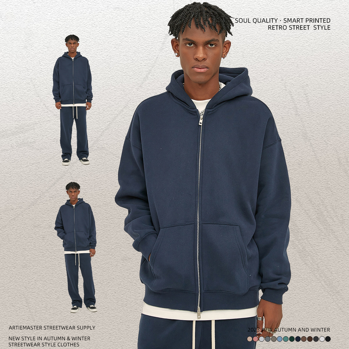 Fleece vest met dubbele ritssluiting en capuchon