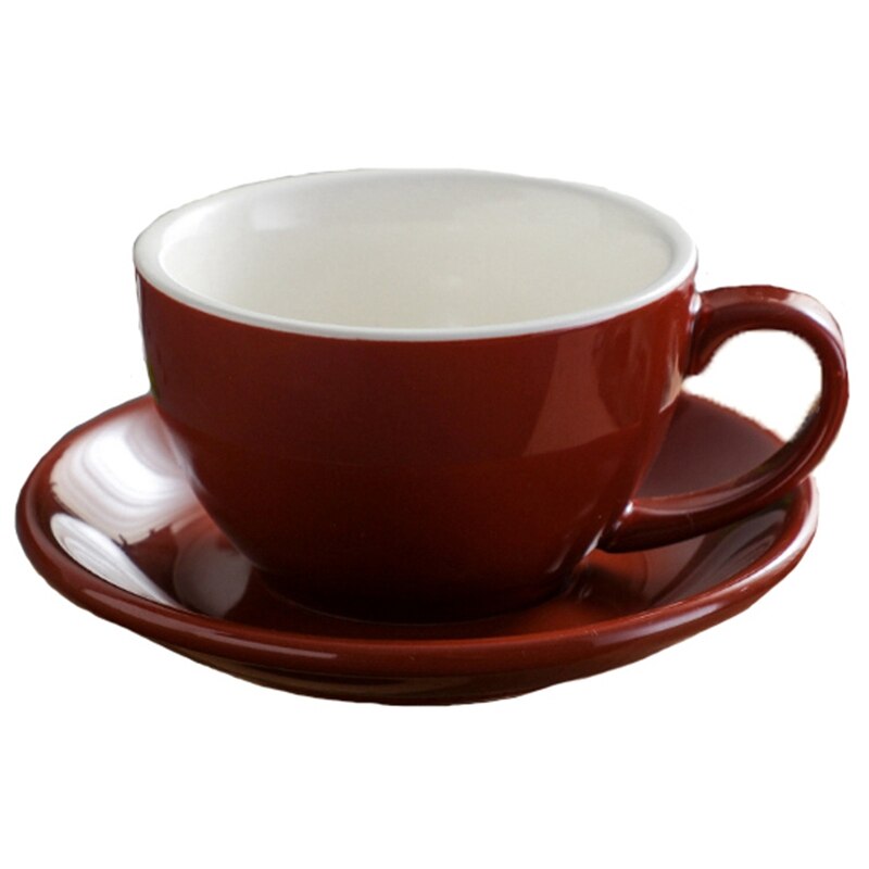 300Ml, Prachtige Keramische Koffie Beker En Lepel Set, , Grote Capaciteit Cup, Europese: Brown