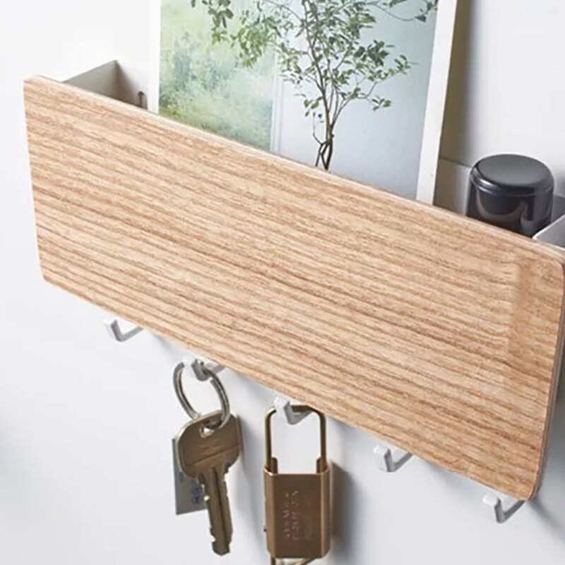 Prateleira de armazenamento de parede de madeira nórdico moderno, porta chave cabide, decoração de suspensão para casa