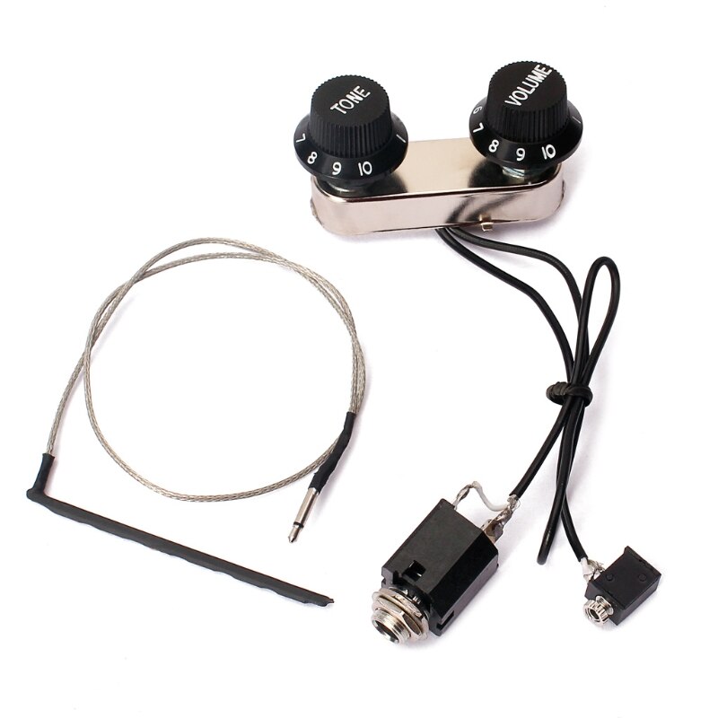 Guitar Violin Simple Pickup Piezo Transducer Bridge with Tone Volume Knob Control Guitar Part Accessories