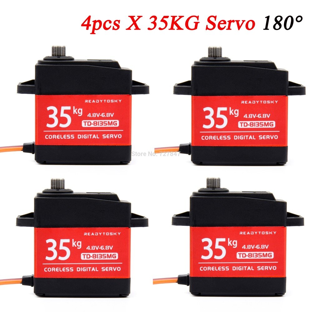 Waterproof 35kg Coreless Servo 180 / 270 Degree Large Torque Digital Aluminium Metal Gears 25T Arm For RC Car: 4x 180 35kg Servo