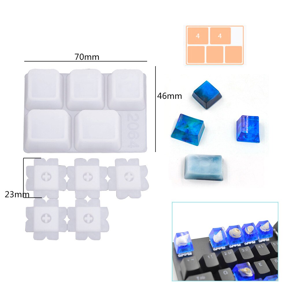 Manual DIY Mechanical Keyboard Key Cap Silicone Mold UV Crystal Epoxy Molds Bear Palm Shape Handmade Crafts Making Tools: D