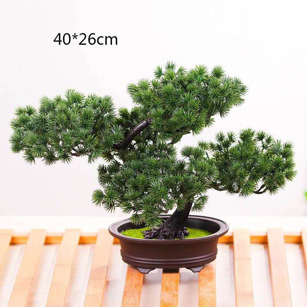Decorative Artificial Realistic Plastic Desk Faux Bonsai Tree Potted Plants Pots: 6