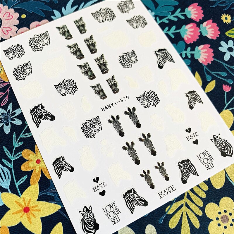 Leopard Tiger Nail Sticker 3d Nail Art Sticker Nail Decal Stempelen Export Japan Ontwerpen Steentjes: HANYI-379