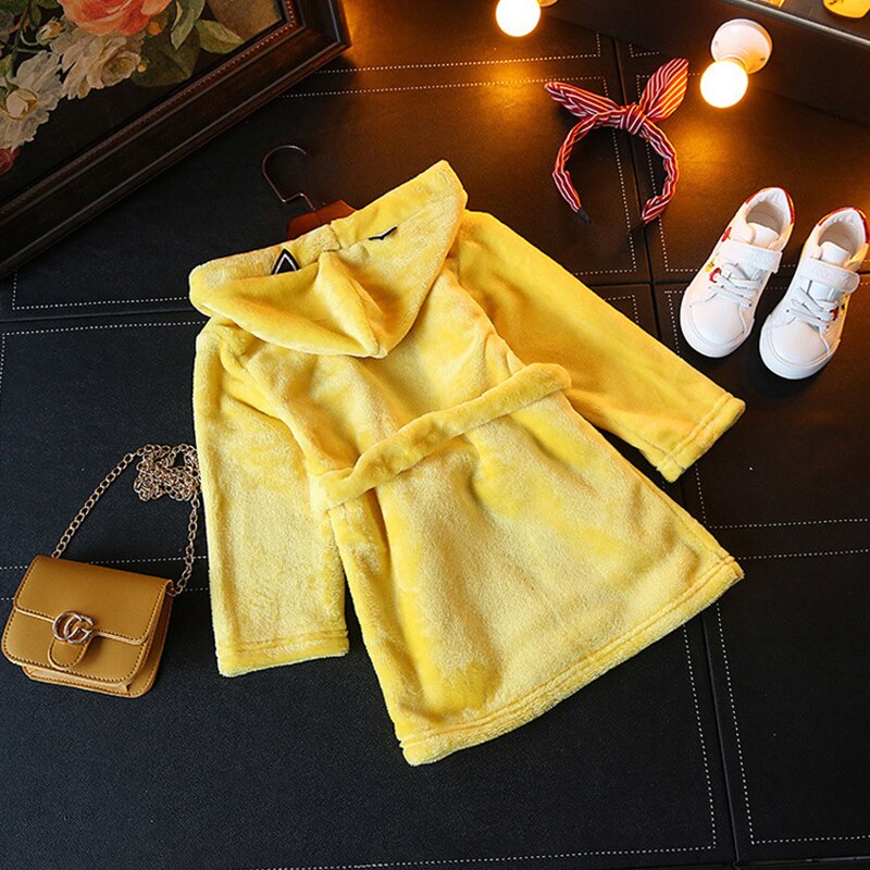 Girls autumn and winter cute cartoon pajamas home service girls nightdress nightgown girl baby lace hooded warm pajamas