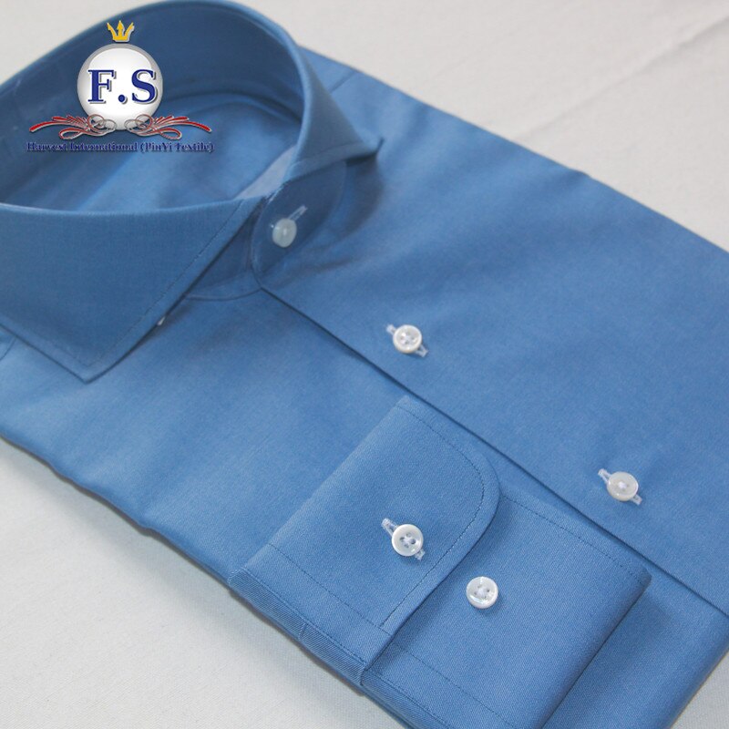 Dostosowane dżinsowa cutaway kołnierz mężczyźni sukienka koszula z długim rękawem