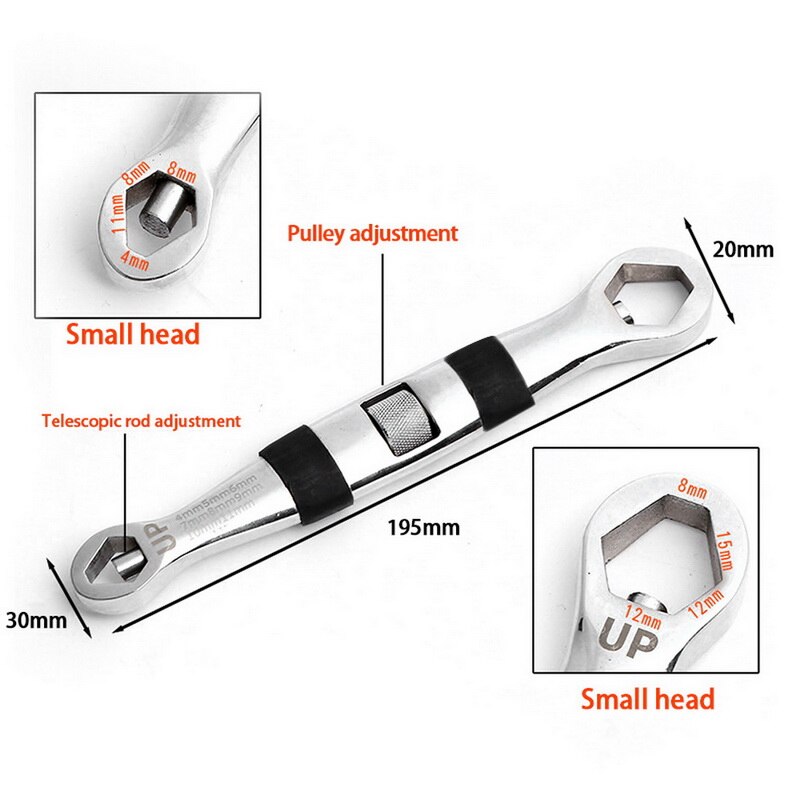 4-19mm Adjustable Wrench Multi-functional Combination Spanner 23 in 1 Hand Tool