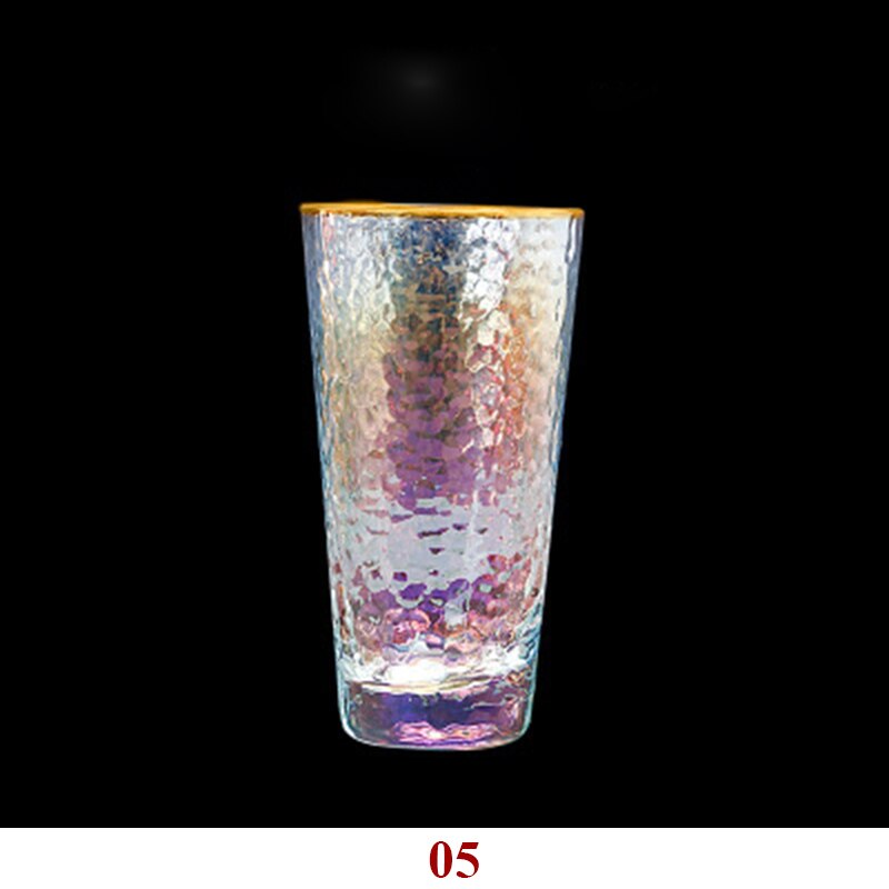 Set van  of 2-280ml/450ml veelkleurige waterglazen met gouden rand voor thuiskantoor, ochtendsap, drinkglazen, -92 glazen: 05-2 stuks