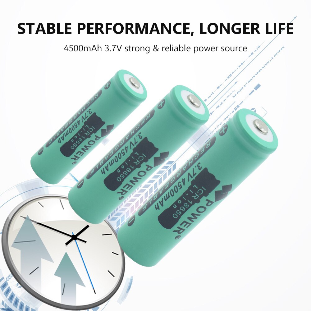 2Pcs 3.7 V 4500 MAH 18650 Lithium Rechargeable Battery 18650 Battery For Flashlight Bateries With Universal Charger