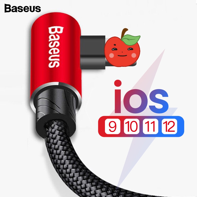 Baseus 90 Graden Usb Kabel Voor Iphone 11 Pro Max Snelle Opladen Data Koord Mobiele Telefoon Kabel Voor Iphone Xs max Xr 8 7 6 6S 5 Ipad